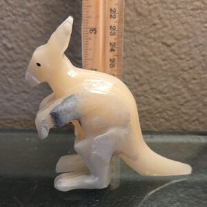 Carved Onyx Stone Kangaroo Figurine